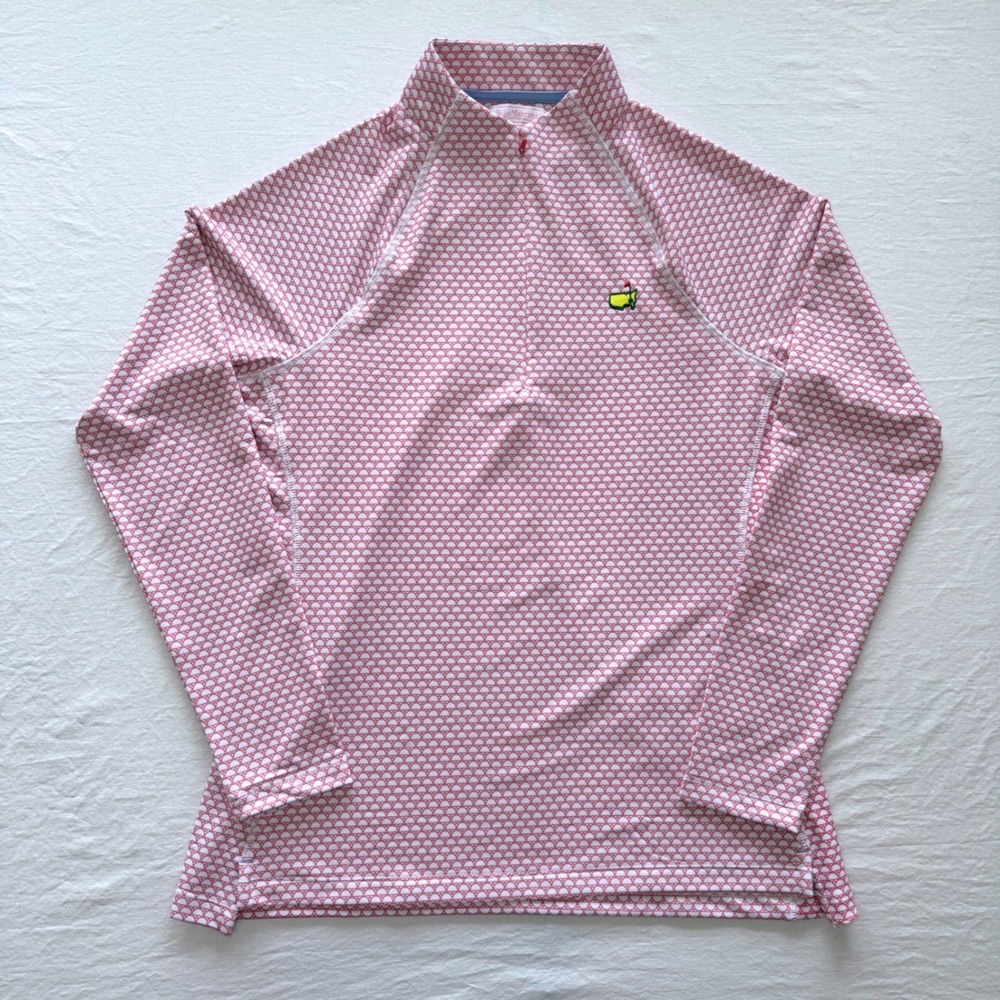 Peter Millar Masters Pullover Womens M Pink Geometric Quarter Zip Golf Augusta